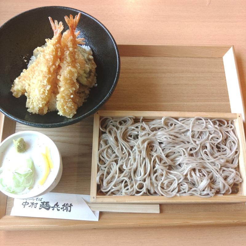 海老天丼とそば(中村麺兵衛北上店)