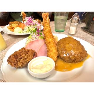 ハンバーグエビフライランチ(長田の冨士)