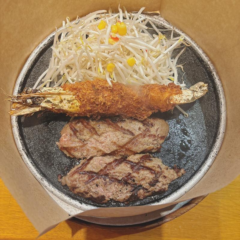 石焼きハンバーグ&大海老フライ(石焼きハンバーグ＆ステーキ Stone Burg ラゾーナ川崎店)