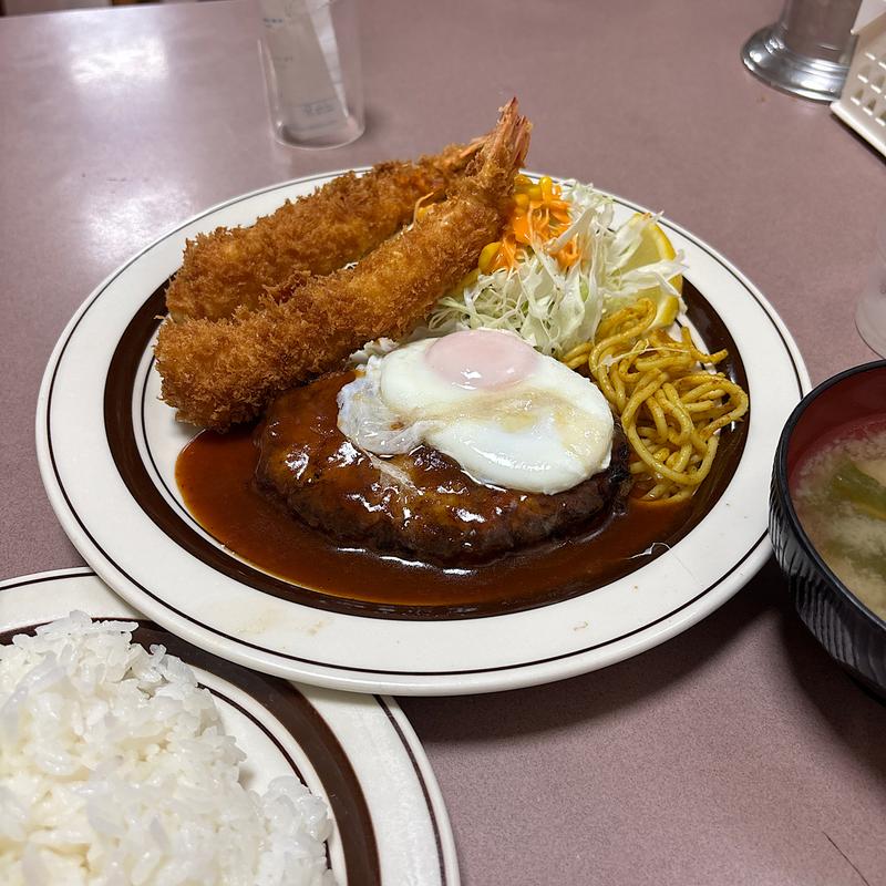 エビフライとハンバーグセット(味の洋食 美味しん坊)