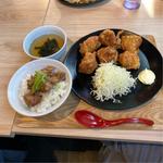 唐揚げ定食(6個、ライス→ミニチャーシュー丼)