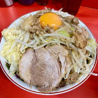 ラーメン半分  汁抜き  全マシ  卵(ラーメン二郎  京都店)