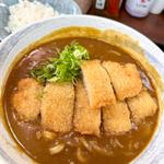 薄いカツカレーうどんとご飯