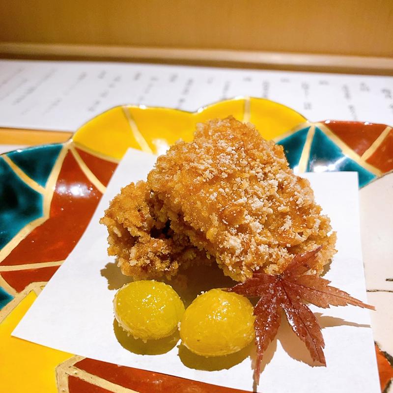 穴子変わり揚げ　銀杏（霜月ランチコース）(馳走ぬくゐ)