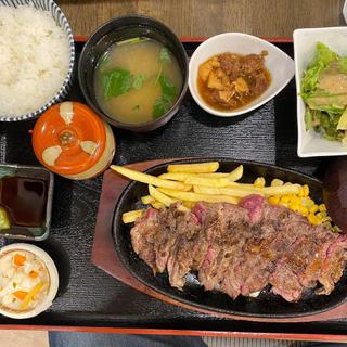 熟成赤身肉ステーキL定食 わさびだし醤油味(ステーキ&ハンバーグ 前田亭)