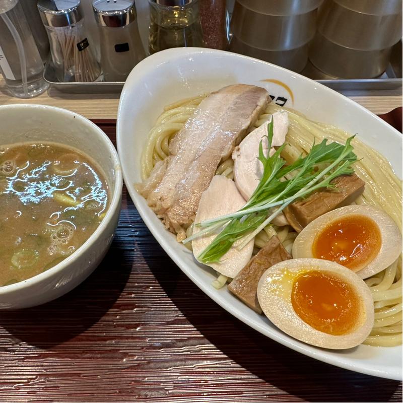 鶏白湯魚介つけ麺味玉付(麺・ヒキュウ 御影店)