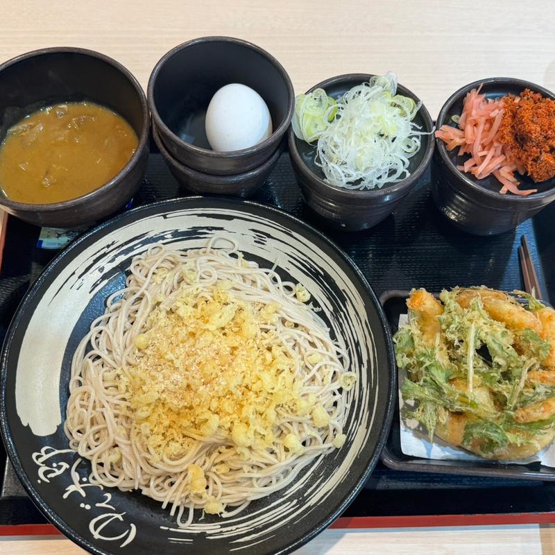 もりそば＋ほぼ海老だけのかき揚げ(ゆで太郎･もつ次郎 羽生店)