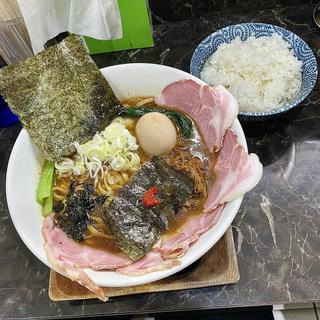 和歌浜そば 味噌味玉 白ごはん 中(群青)
