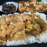 麻婆豆腐油淋鶏弁当