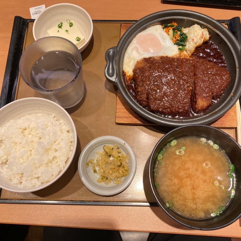 味噌カツ煮定食(やよい軒 難波中２丁目店)