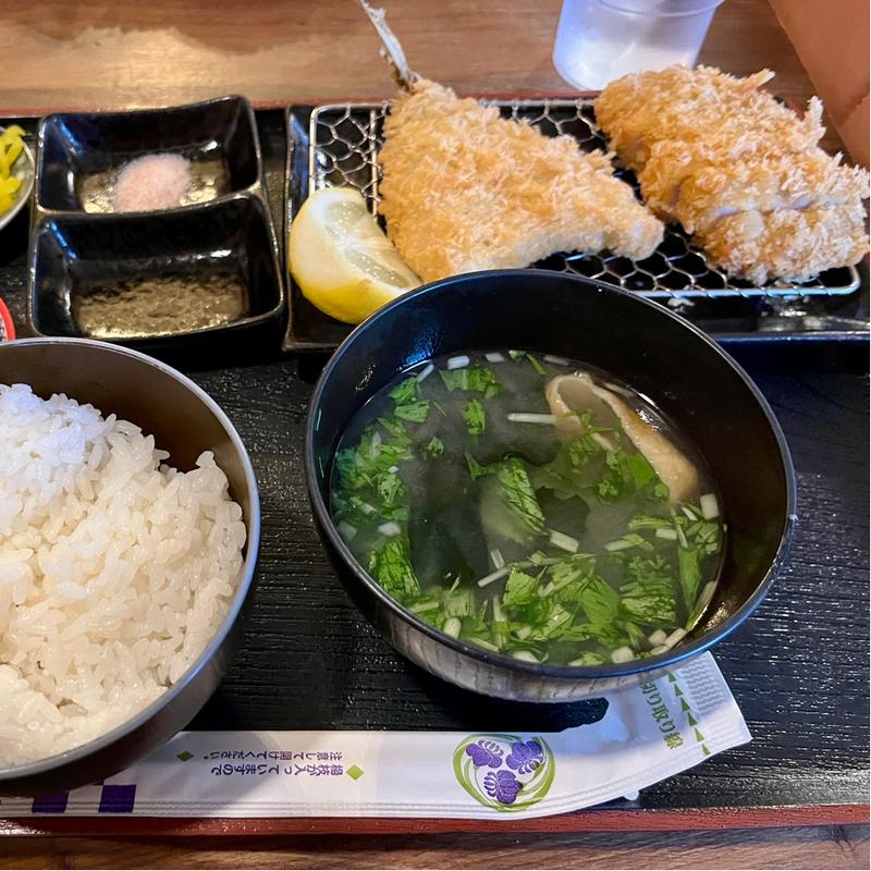 アジフライとヒレカツ定食(お肉とめしとカフェ あじて)
