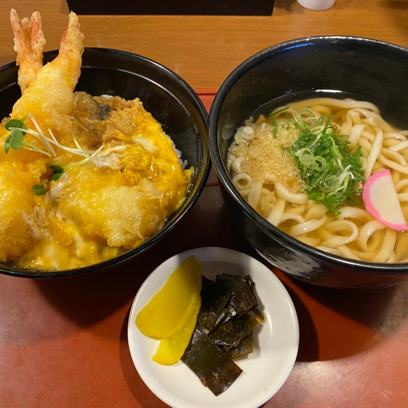 大エビ天とじ丼セット(手延べうどん きねや)