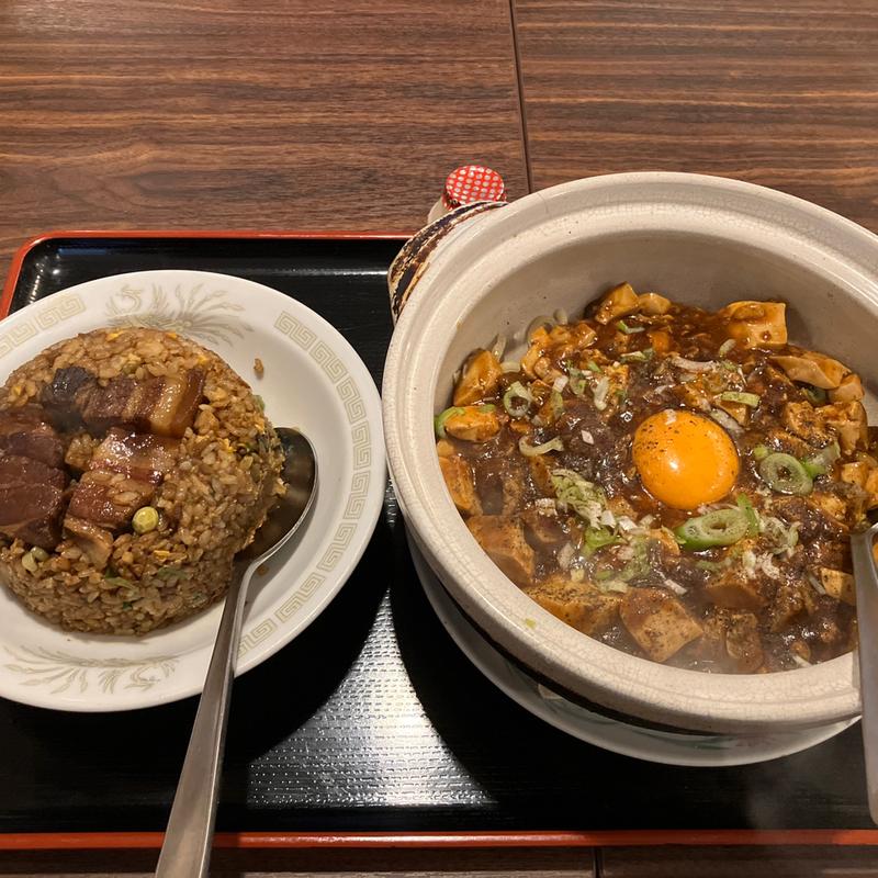 麻婆麺+角煮炒飯(本格中華 北野食堂)