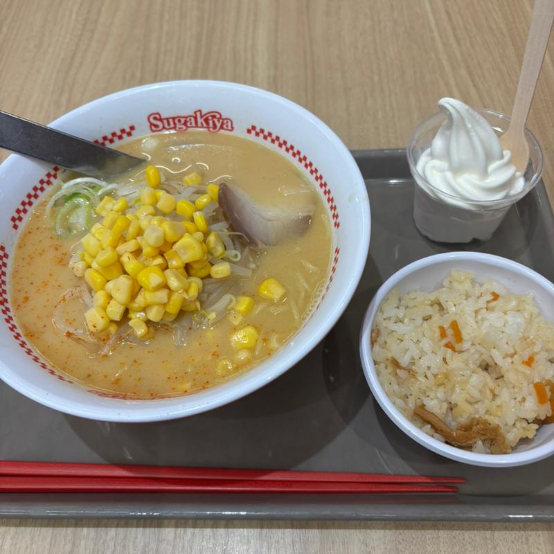 味噌ラーメン濃い味　ミニ五目ごはん＋ミニカップソフト(スガキヤ 岡崎イオンモール店 )