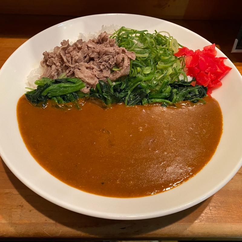 ネギビーフカレー　200倍　ほうれん草(モジャカレー 新大阪本店)
