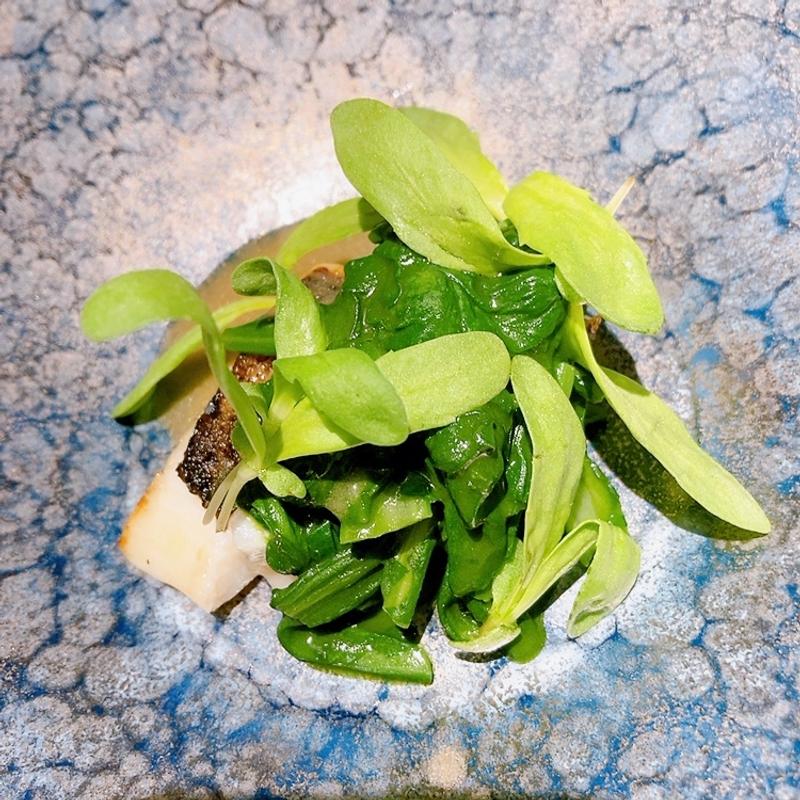 マナガツオのソテー春菊のソース（ランチコース）(NAKADO)