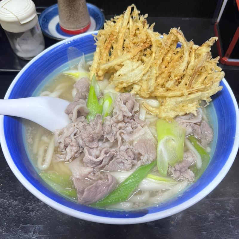 豚肉うどん+ごぼう天(四国屋)