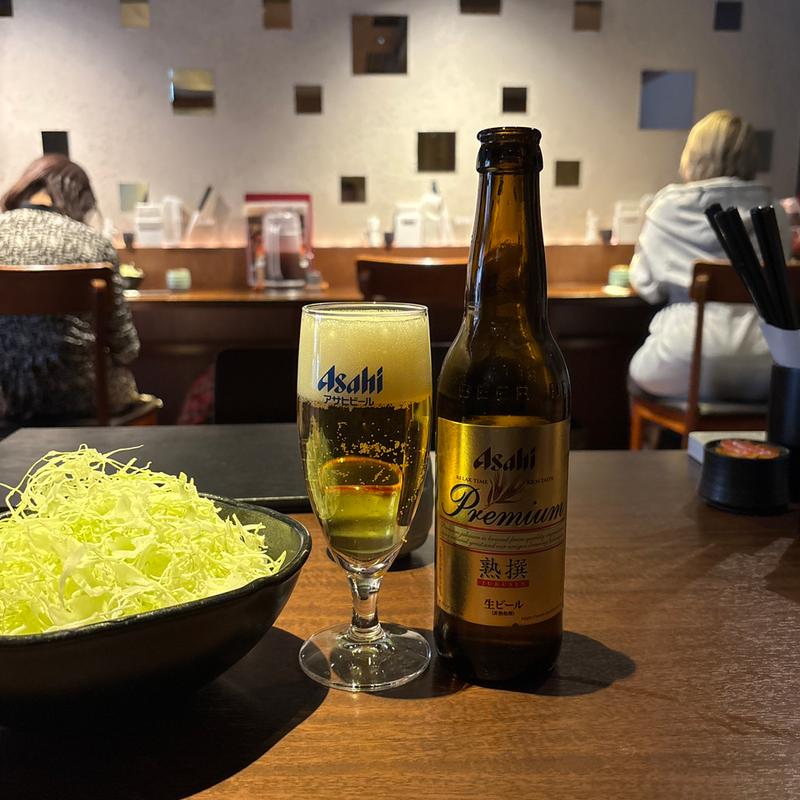 アサヒプレミアム生(小瓶)(キムカツ 恵比寿本店)