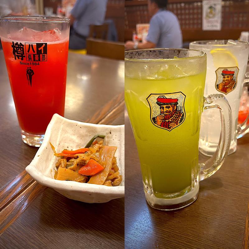 お通し、トマトサワー、ドデカ村上緑茶ハイ(安兵衛 本店 （やすべえ）)