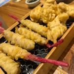 はじかみ豚肉巻き＋白子の天ぷら