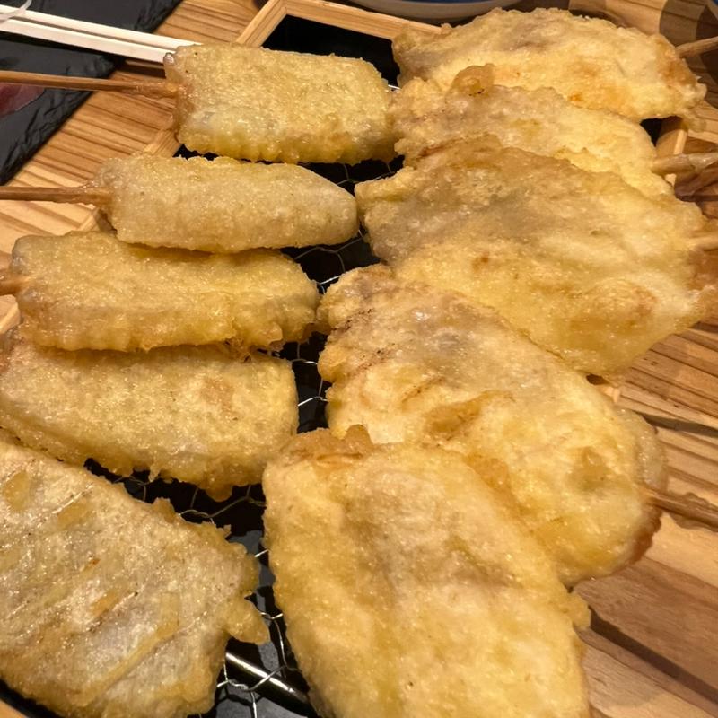 子持ちこんにゃく＋鯛の天ぷら串(串の天ぷら屋 ツキイチ)