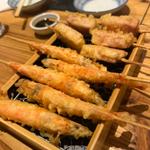 ベーコン＋ソフトシェルシュリンプの天ぷら串
