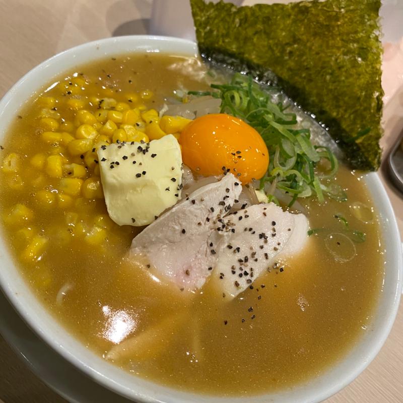 月見鶏味噌コーンバターラーメン ラーメンスタジアム23周年祭 期間限定スペシャルラーメン(濃厚鶏塩白湯ラーメン ほったて小屋 ラーメンスタジアム店)