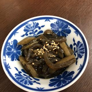 お通し【ごぼう こんにゃく】(肉汁うどん 森製麺所 )