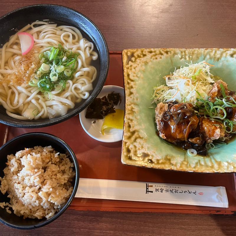 唐揚げ甘酢あんかけ うどん、ご飯付(きねや 原田店)