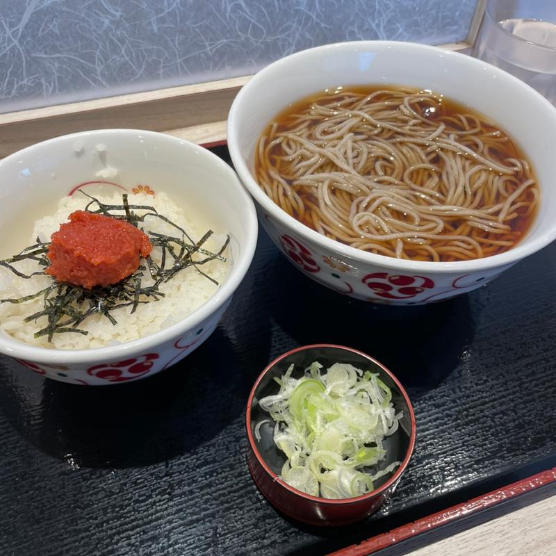 明太ご飯とかけそば（朝セット）(いろり庵きらくそば 錦糸町)
