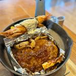信州産牛肉入り包み焼きハンバーグ&有頭エビフライ