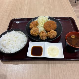 こくうま唐揚げ、コロッケ定食(柿安Meat Expressイオンモール岡崎店)