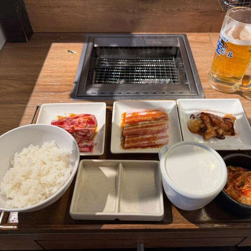 つまみ焼肉定食＆ドリンク付セット(焼肉ライク　新橋本店)