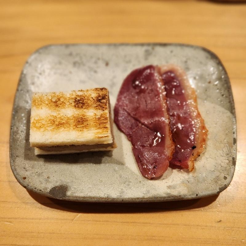レバーパテトーストサンド 鴨の生ハム炙り(焼鳥 望月 )