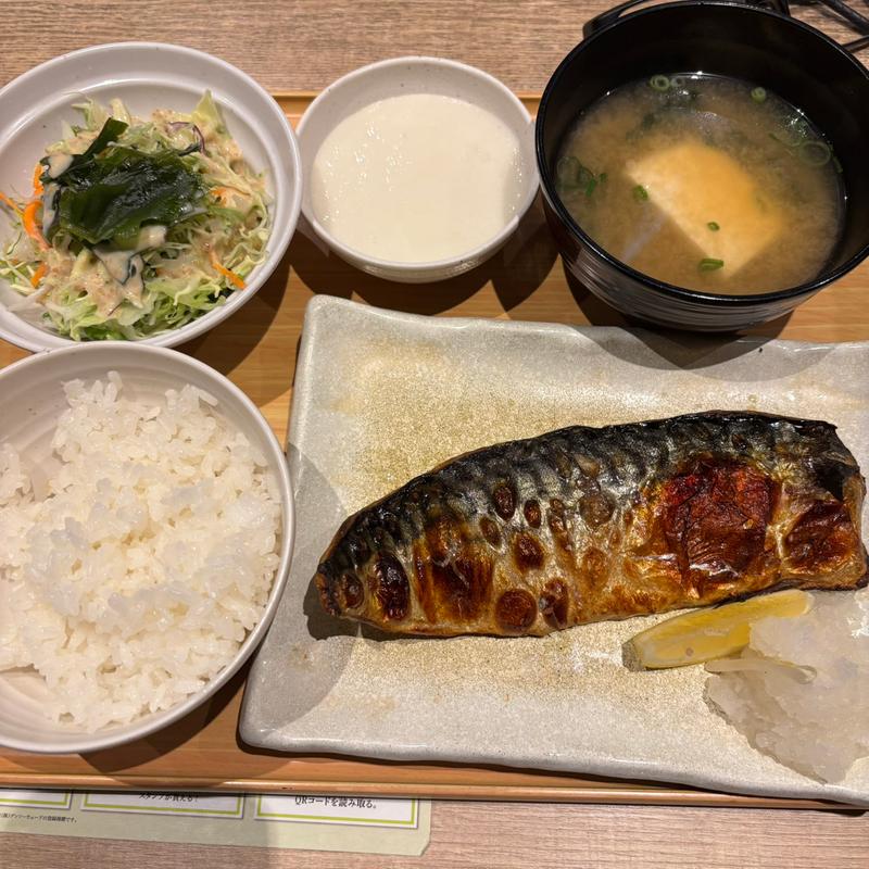 鯖の塩焼き定食➕とろろ➕サラダ(やよい軒 代々木店 )