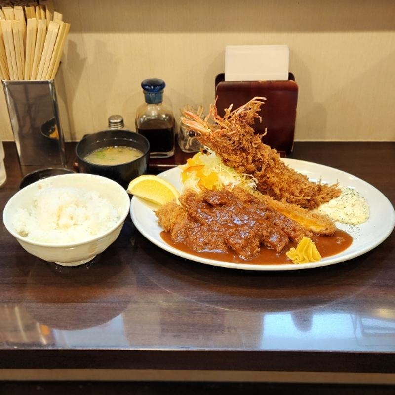 ロースとんかつ&海老フライ(大)定食(とんかつ ひろ喜 徳庵本店)