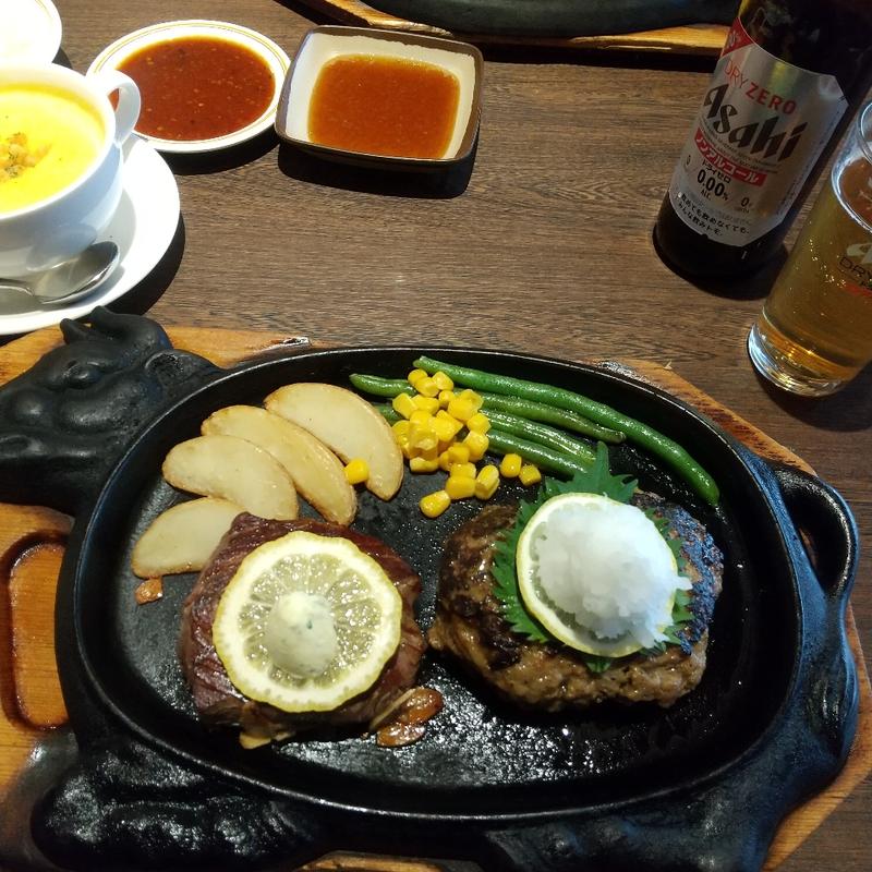 ステーキ&ハンバーグ ランチ(まるた屋 火の山店 （まるたや）)