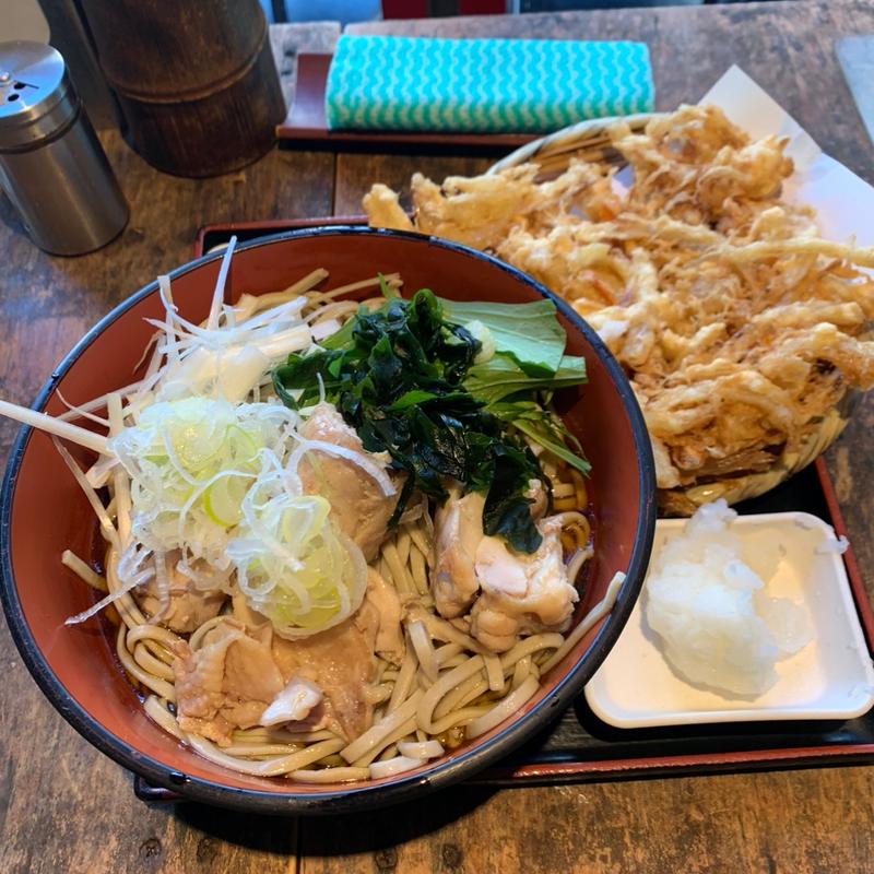 鶏そば　冷　特盛　かき揚げ(蕎麦 さだはる 西新橋店 （【旧店名】蕎麦 まえだ）)