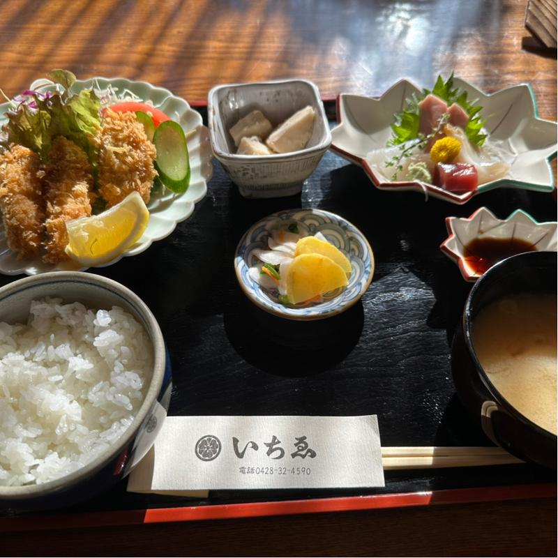 刺身、カキフライランチ(いちゑ)