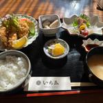 刺身、カキフライランチ