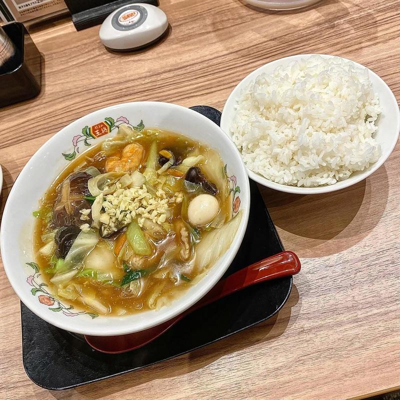 五目あんかけラーメン ライス中(餃子の王将 下北沢店)