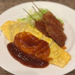 オムライス　串カツ3本セット　(明治軒 （メイジケン）)