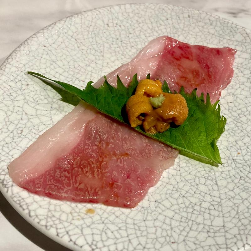 名物うにく 生雲丹と国産牛の炙り(大衆ビストロ さしす 天王寺MIO店)