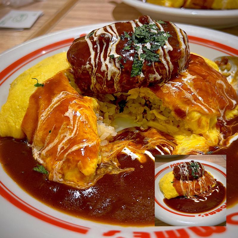 ハンバーグのハヤシライスソースオムライス(ポムの樹 ララガーデン長町店)