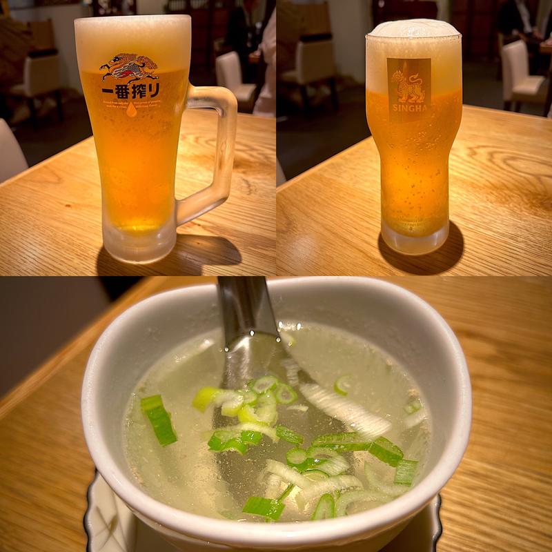 生ビール、スープ(タイレストランCHADA)