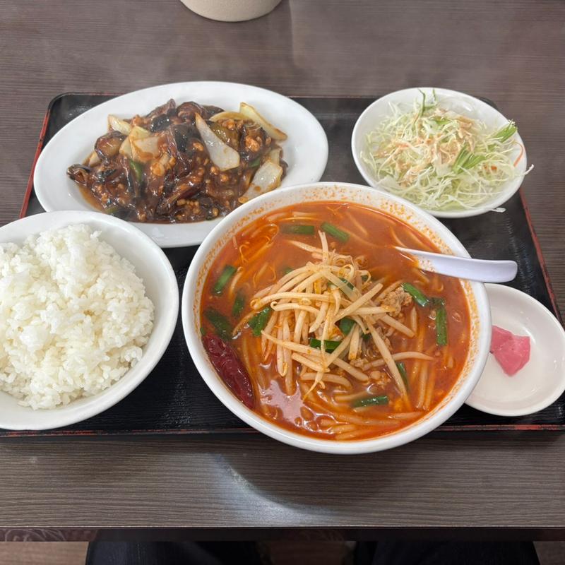 なす味噌炒めと四川ラーメン(福園)