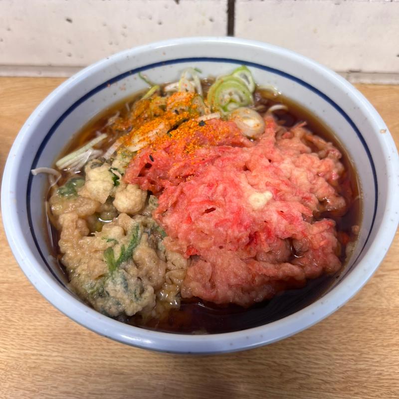 春菊天そば+紅生姜天(駅そば)