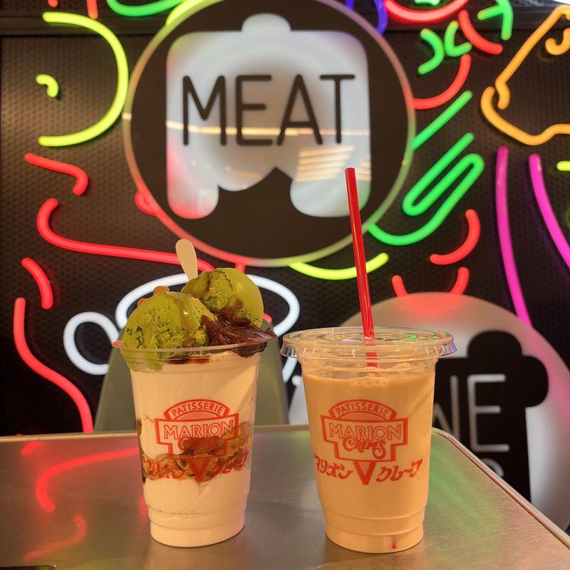 抹茶パフェ&アイスカフェオレ(マリオンクレープ あべのHoop店)