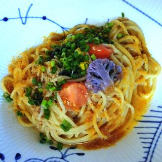 からすみ・旬彩・釜揚げしらすのアーリオオーリオ(katy pasta fresca cucina)