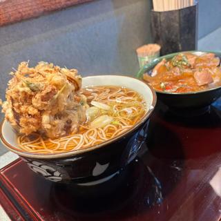 そば定食(鶏丼) げそ天(立ち食い蕎麦　文珠)